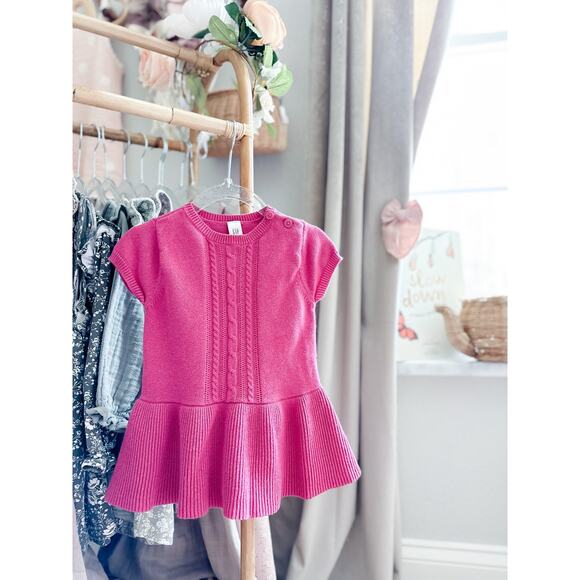 New Baby Gap Pink Peplum Sweater Dress Valentine’s Day - Picture 1 of 3